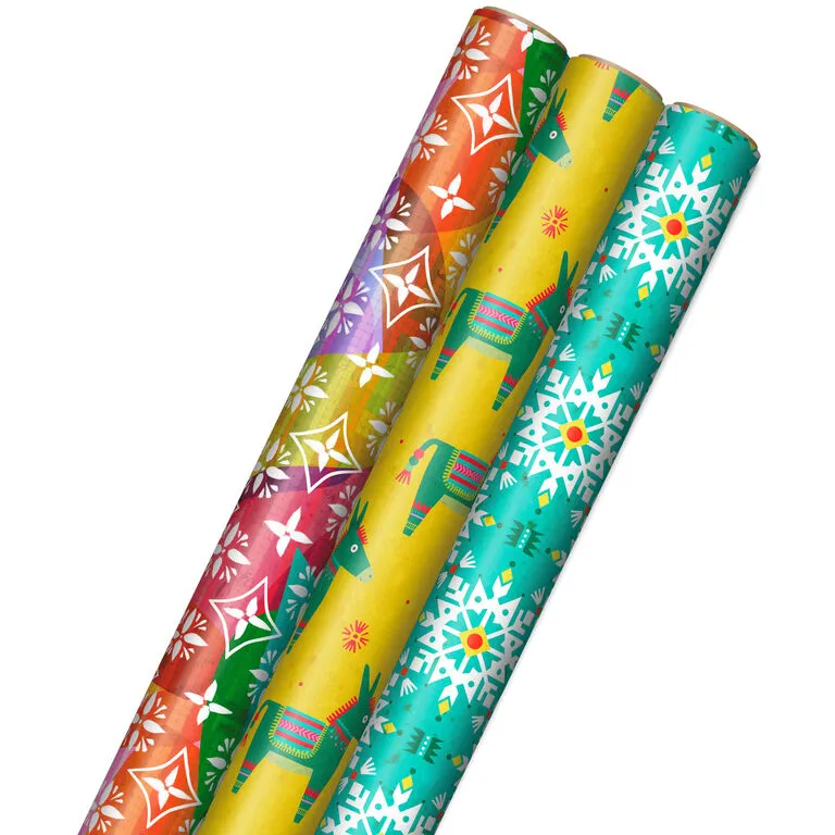 Hallmark Festive And Fun 3-Pack Multicolored Wrapping Paper, 120 Sq. Ft. 1 Hallmark Festive And Fun 3-Pack Multicolored Wrapping Paper, 120 Sq. Ft.