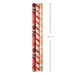 Hallmark Red And Gold 3-Pack Reversible Christmas Wrapping Paper, 120 Sq. Ft. -Hallmark Store 3Pack Red and Gold Reversible Christmas Wrapping Paper 5JXW1029 03