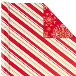 Hallmark Red And Gold 3-Pack Reversible Christmas Wrapping Paper, 120 Sq. Ft. -Hallmark Store 3Pack Red and Gold Reversible Christmas Wrapping Paper 5JXW1029 05