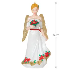 Hallmark Christmas Angels Good Cheer Ornament -Hallmark Store Angel in Red Flowers Dress Keepsake Ornament 2499QXR8267 03