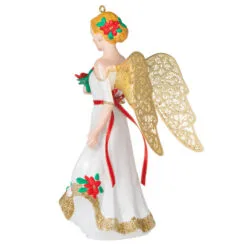 Hallmark Christmas Angels Good Cheer Ornament -Hallmark Store Angel in Red Flowers Dress Keepsake Ornament 2499QXR8267 06