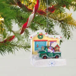 Hallmark Happy Holiday Parade Collection Anita's Pet Shop Musical Ornament With Light -Hallmark Store Anitas Pet Shop Store and Truck Keepsake Ornament 3499QGO2519 02