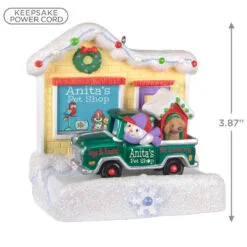 Hallmark Happy Holiday Parade Collection Anita's Pet Shop Musical Ornament With Light -Hallmark Store Anitas Pet Shop Store and Truck Keepsake Ornament 3499QGO2519 03