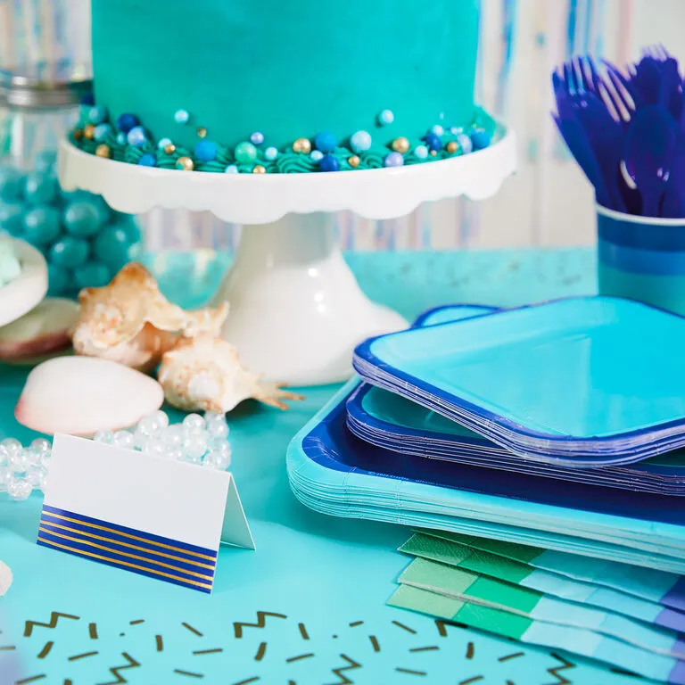 Hallmark Color Pop 96-Piece Tableware Basics Party Kit, Aqua And Indigo 2 Hallmark Color Pop 96-Piece Tableware Basics Party Kit, Aqua And Indigo - Image 2