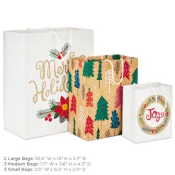 Hallmark Assorted Holiday Merry 8-Pack Small, Medium And Large Christmas Gift Bags -Hallmark Store Assorted Small Large Holiday Prints Christmas Gift Bags 5XGB1412 03