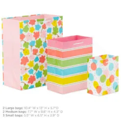 Hallmark Assorted Pastel Designs 8-Pack Small, Medium And Large Gift Bags -Hallmark Store Assorted Small Large Pastel Designs Gift Bags 5EGB6640 03