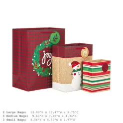 Hallmark Assorted Rustic Designs 8-Pack Small, Medium And Large Christmas Gift Bags -Hallmark Store Assorted Small Large Rustic Christmas Gift Bags 5XGB4894 03