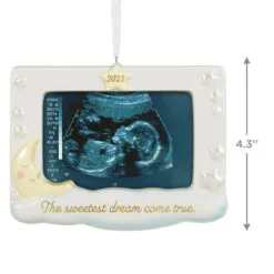 Hallmark Sweetest Dream Come True 2023 Porcelain Photo Frame Ornament -Hallmark Store Baby Sonogram Picture Frame Keepsake Ornament 1999QHX3117 03