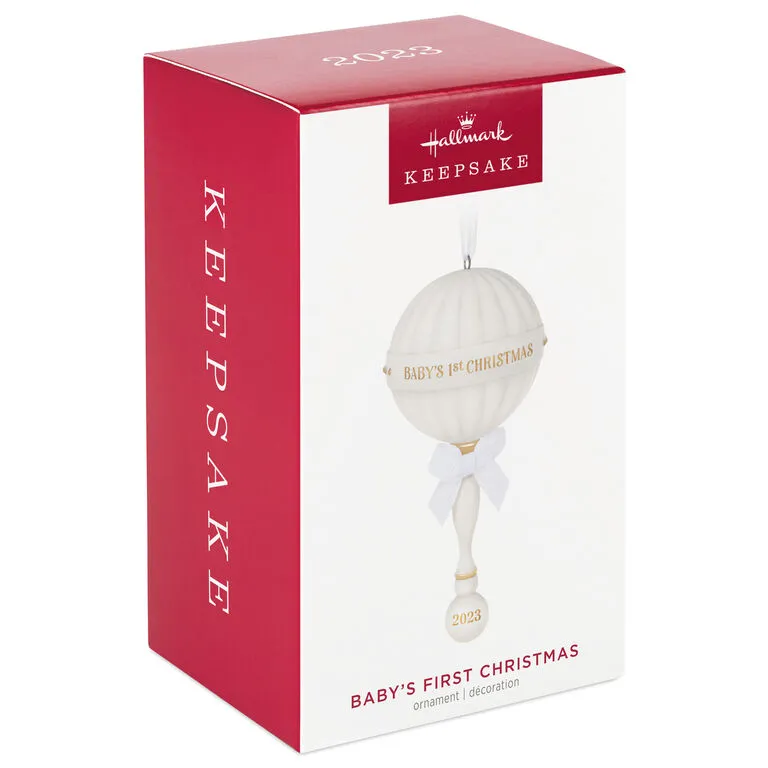 Hallmark Baby's First Christmas Rattle 2023 Porcelain Ornament 4 Hallmark Baby's First Christmas Rattle 2023 Porcelain Ornament - Image 4