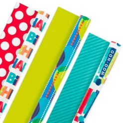 Hallmark Birthday Celebration 3-Pack Reversible Wrapping Paper