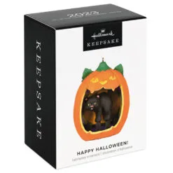 Hallmark Happy Halloween! Ornament -Hallmark Store Black Cat Pumpkin Diorama Keepsake Ornament 1799QFO5311 04