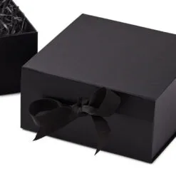 Hallmark 8" Square Black Gift Boxes With Paper Shred, 2-Pack 8 Hallmark 8" Square Black Gift Boxes With Paper Shred, 2-Pack -Hallmark Store Black Large Gift Boxes With Paper Shred 5EBC1856 05
