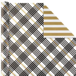 Hallmark Black And Gold 4-Pack Reversible Holiday Wrapping Paper Assortment, 150 Sq. Ft. -Hallmark Store Black and Gold Reversible Wrapping Paper Assortment 5JXW1737 04