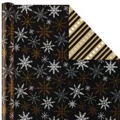 Hallmark Black And Gold 4-Pack Reversible Holiday Wrapping Paper Assortment, 150 Sq. Ft. -Hallmark Store Black and Gold Reversible Wrapping Paper Assortment 5JXW1737 06