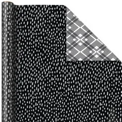 Hallmark Black And White Prints 3-Pack Reversible Wrapping Paper, 75 Sq. Ft. Total -Hallmark Store Black and White Prints 3Pack Reversible Gift Wrap 5EWR6401 04