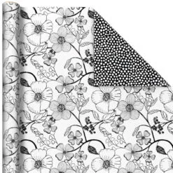 Hallmark Black And White Prints 3-Pack Reversible Wrapping Paper, 75 Sq. Ft. Total -Hallmark Store Black and White Prints 3Pack Reversible Gift Wrap 5EWR6401 05
