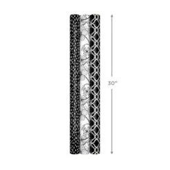Hallmark Black And White Prints 3-Pack Reversible Wrapping Paper, 75 Sq. Ft. Total -Hallmark Store Black and White Prints 3Pack Reversible Gift Wrap 5EWR6401 07