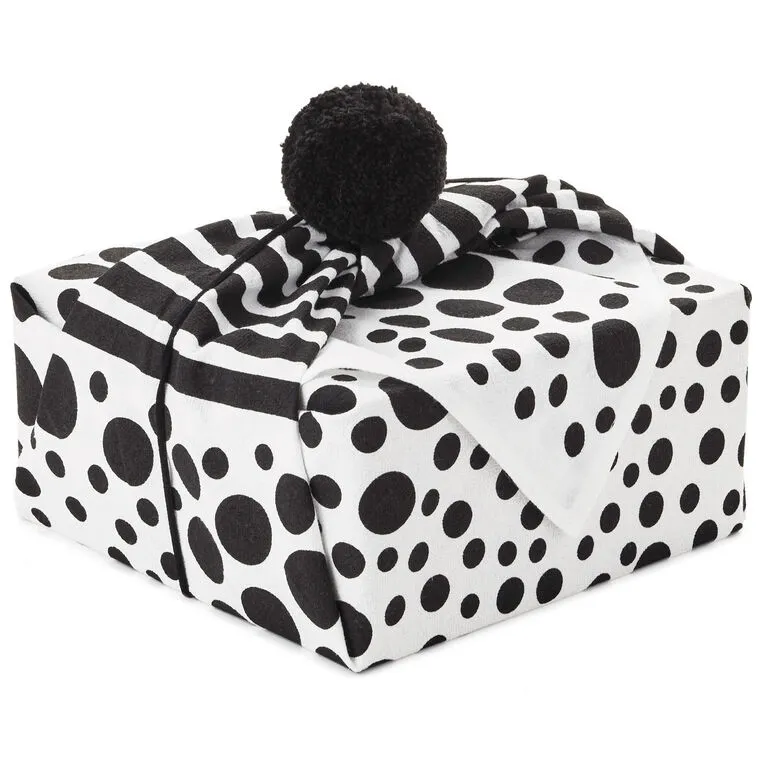 Hallmark 26" Black-and-White Fabric Gift Wrap With Elastic Band 1 Hallmark 26" Black-and-White Fabric Gift Wrap With Elastic Band