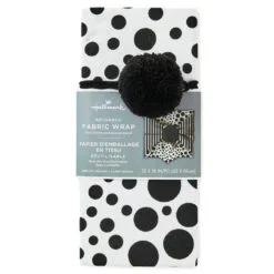 Hallmark 26" Black-and-White Fabric Gift Wrap With Elastic Band 11 Hallmark 26" Black-and-White Fabric Gift Wrap With Elastic Band -Hallmark Store BlackandWhite Square Flat Wrapping Cloth 1299EJR6377 06