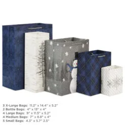 Hallmark Bulk Blue And Gray 18-Pack Holiday Gift Bags, Assorted Sizes And Designs 10 Hallmark Bulk Blue And Gray 18-Pack Holiday Gift Bags, Assorted Sizes And Designs -Hallmark Store Blue and Gray Holiday Gift Bags Bulk Pack 5XGB1425 03