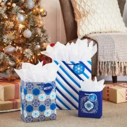 Hallmark Blue And Silver 8-Pack Holiday Gift Bags, Assorted Sizes And Designs 7 Hallmark Blue And Silver 8-Pack Holiday Gift Bags, Assorted Sizes And Designs -Hallmark Store Blue and Silver Holiday Gift Bags Bulk Pack XGB4895 02