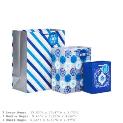Hallmark Blue And Silver 8-Pack Holiday Gift Bags, Assorted Sizes And Designs 8 Hallmark Blue And Silver 8-Pack Holiday Gift Bags, Assorted Sizes And Designs -Hallmark Store Blue and Silver Holiday Gift Bags Bulk Pack XGB4895 03