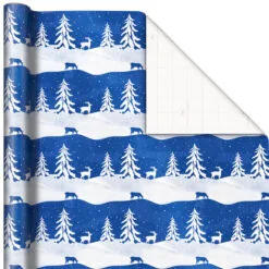 Hallmark Blue And White 3-Pack Holiday Wrapping Paper Assortment, 120 Sq. Ft. -Hallmark Store Blue and White Holiday Wrapping Paper Assortment 5JXW1256 03