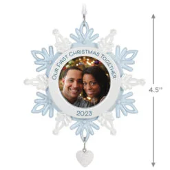 Hallmark Our First Christmas Together Snowflake 2023 Photo Frame Ornament 8 Hallmark Our First Christmas Together Snowflake 2023 Photo Frame Ornament -Hallmark Store BlueWhite Snowflake Picture Frame Keepsake Ornament 1699QGO2879 03