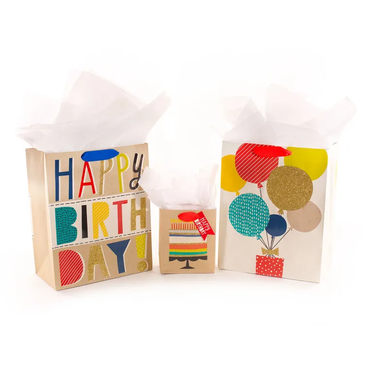Hallmark Bold Birthday 3-Pack Assorted Gift Bags With Tissue 1 Hallmark Bold Birthday 3-Pack Assorted Gift Bags With Tissue