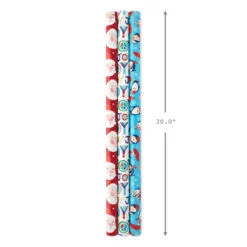 Hallmark Bright Joy 3-Pack Kids Reversible Christmas Wrapping Paper Assortment, 120 Sq. Ft. -Hallmark Store Bright Assorted Kids Reversible Christmas Gift Wrap 5JXW1030 03