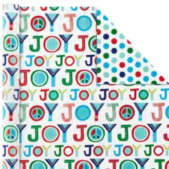 Hallmark Bright Joy 3-Pack Kids Reversible Christmas Wrapping Paper Assortment, 120 Sq. Ft. -Hallmark Store Bright Assorted Kids Reversible Christmas Gift Wrap 5JXW1030 05