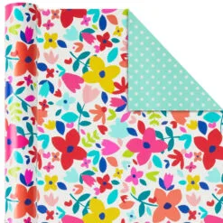 Hallmark Bright Florals 3-Pack Reversible Wrapping Paper, 120 Sq. Ft. Total 10 Hallmark Bright Florals 3-Pack Reversible Wrapping Paper, 120 Sq. Ft. Total -Hallmark Store Bright Flowers 3Pack Reversible Wrapping Paper 5EWR2433 04