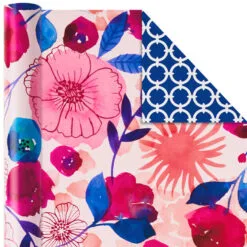 Hallmark Bright Florals 3-Pack Reversible Wrapping Paper, 120 Sq. Ft. Total 12 Hallmark Bright Florals 3-Pack Reversible Wrapping Paper, 120 Sq. Ft. Total -Hallmark Store Bright Flowers 3Pack Reversible Wrapping Paper 5EWR2433 06