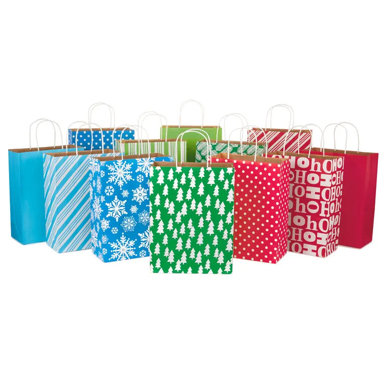 Hallmark 13" Bright Fun 12-Pack Assorted Christmas Gift Bags 1 Hallmark 13" Bright Fun 12-Pack Assorted Christmas Gift Bags