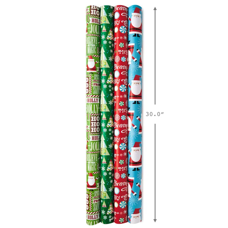 Hallmark Christmas Cheer 4-Pack Reversible Wrapping Paper Assortment, 150 Sq. Ft. 3 Hallmark Christmas Cheer 4-Pack Reversible Wrapping Paper Assortment, 150 Sq. Ft. - Image 3