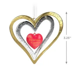 Hallmark Our Christmas Together 2023 Metal Ornament -Hallmark Store Christmas Together Metal Hearts Keepsake Ornament 1899QGO2889 03