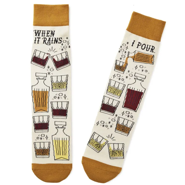 Hallmark When It Rains, I Pour Funny Crew Socks 1 Hallmark When It Rains, I Pour Funny Crew Socks