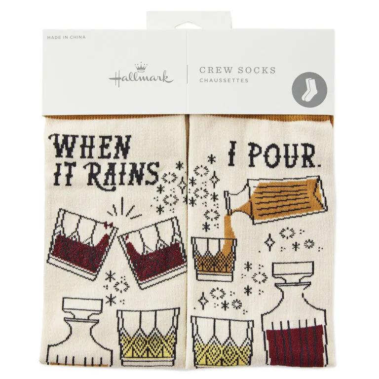 Hallmark When It Rains, I Pour Funny Crew Socks 2 Hallmark When It Rains, I Pour Funny Crew Socks - Image 2
