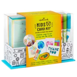 Hallmark Crayola® Kids Card Kit With Markers In Caddy, Pack Of 8 -Hallmark Store Crayola Kids Card Making Kit Caddy With Markers 1SOM3883 08