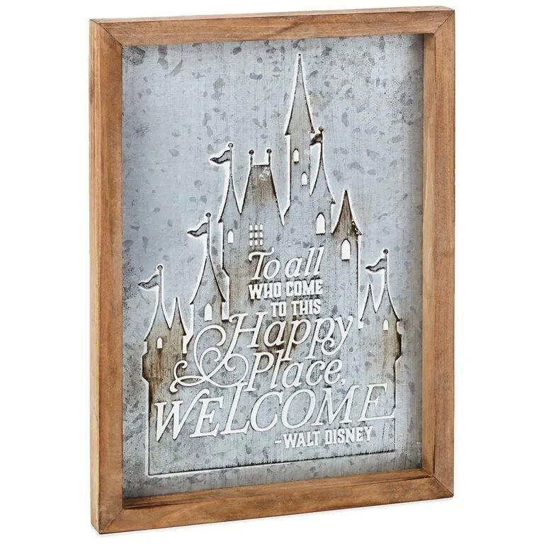 Hallmark Disney Castle Happy Place Wood And Metal Quote Sign, 8.75x12 1 Hallmark Disney Castle Happy Place Wood And Metal Quote Sign, 8.75x12