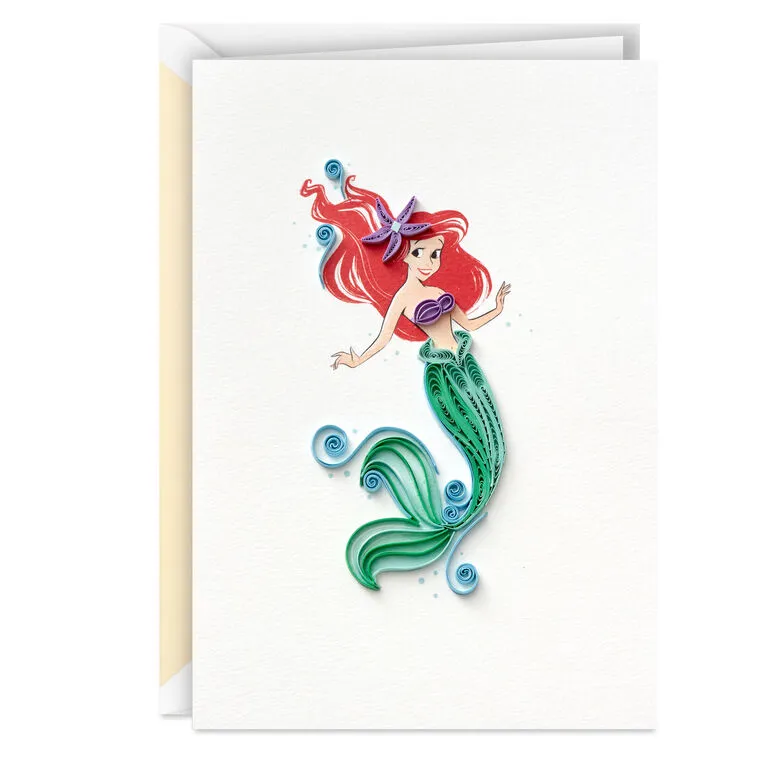 Hallmark Disney The Little Mermaid Ariel Happy Wish Quilled Paper Handmade Card 1 Hallmark Disney The Little Mermaid Ariel Happy Wish Quilled Paper Handmade Card