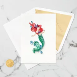 Hallmark Disney The Little Mermaid Ariel Happy Wish Quilled Paper Handmade Card 12 Hallmark Disney The Little Mermaid Ariel Happy Wish Quilled Paper Handmade Card -Hallmark Store Disney The Little Mermaid Ariel Quilled Paper Card 1299LAD2858 05