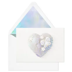 Hallmark Floral Laser Foil Heart Blank Note Cards, Box Of 8 -Hallmark Store Floral Laser Foil Heart Blank Note Cards 1499THK2105 04