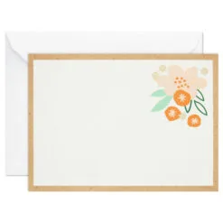 Hallmark Ivory Floral Flat Note Cards In Caddy, Box Of 40 -Hallmark Store Floral SinglePanel Note Cards With Caddy 3CNT5048 04