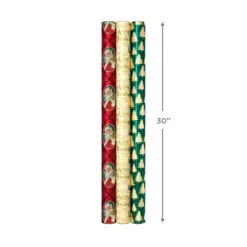 Hallmark Traditional 3-Pack Foil Christmas Wrapping Paper Assortment, 60 Sq. Ft. -Hallmark Store Foil Christmas Wrapping Paper Assortment 5JXW1065 08