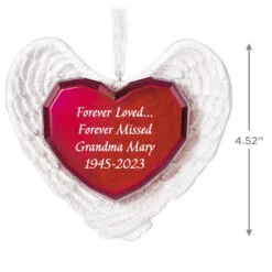 Hallmark Forever Loved Memorial Heart And Angel Wings Text Personalized Ornament -Hallmark Store Forever Loved Memorial Heart and Angel Wings Personalized Keepsake Ornament 2499QHE2119B1 03