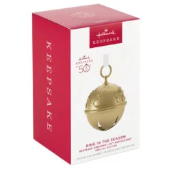 Hallmark 50th Anniversary Ring In The Season Special Edition Metal Bell Ornament -Hallmark Store Gold Jingle Bell Keepsake Ornament 2899QGO2989 04