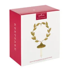 Hallmark Golden Wreath Metal Ornament And Stocking Hanger -Hallmark Store Gold Wreath Keepsake Ornament and Stocking Hanger 1QSB6287 04