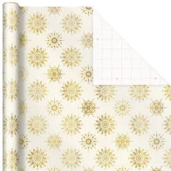 Hallmark Gold And White 6-Pack Holiday Wrapping Paper Assortment, 180 Sq. Ft. -Hallmark Store Gold and White Christmas Wrapping Paper Assortment 5JXW1086 05