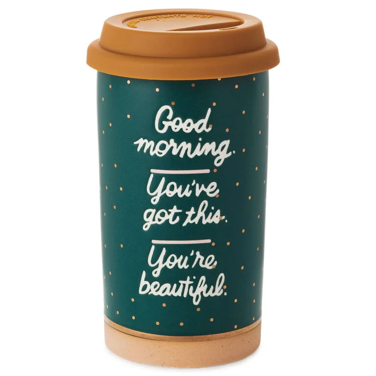 Hallmark Good Morning Ceramic Travel Mug, 12 Oz. 1 Hallmark Good Morning Ceramic Travel Mug, 12 Oz.
